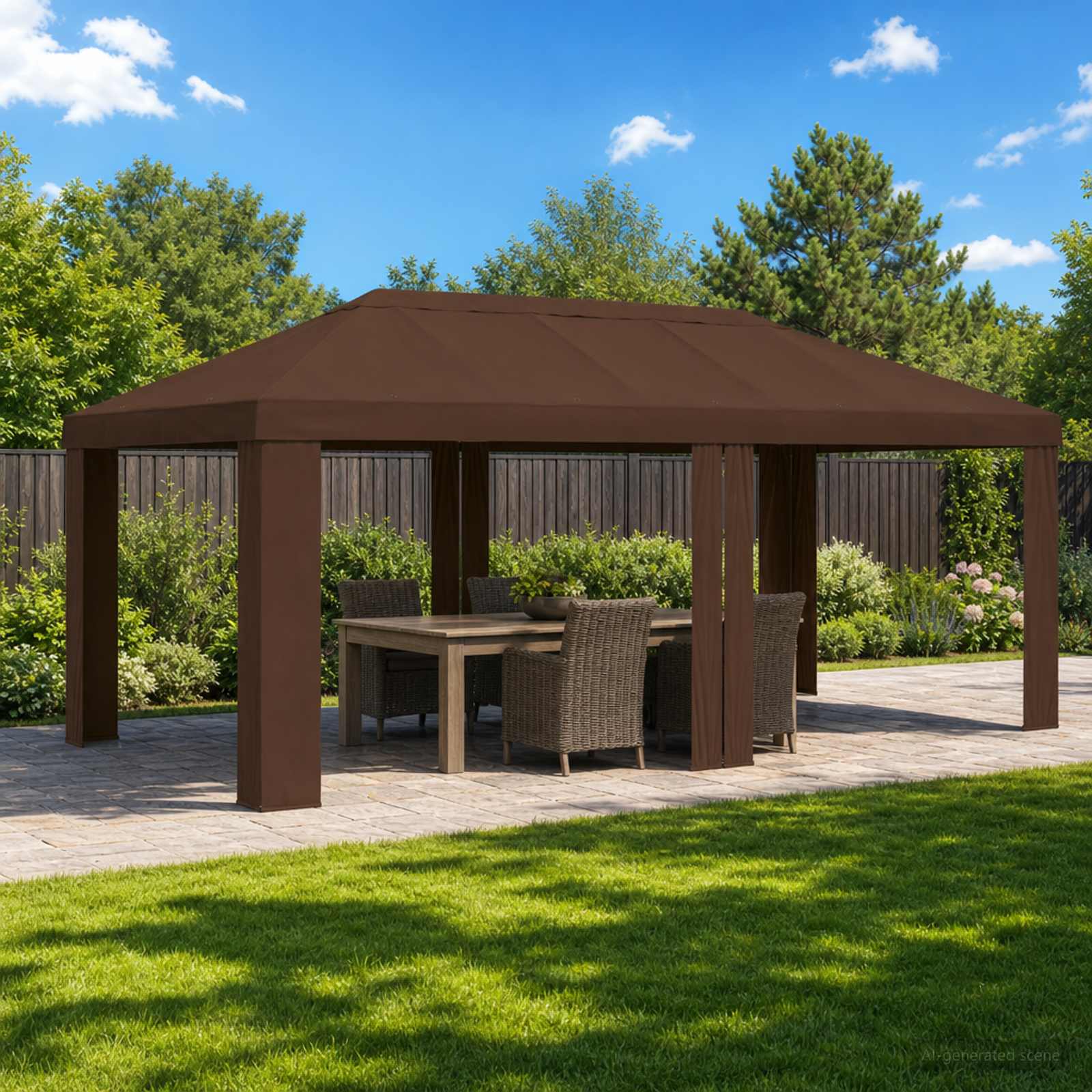 vidaXL Pokrycie altany 6 x 3 m brązowy Poliester 190 gsm