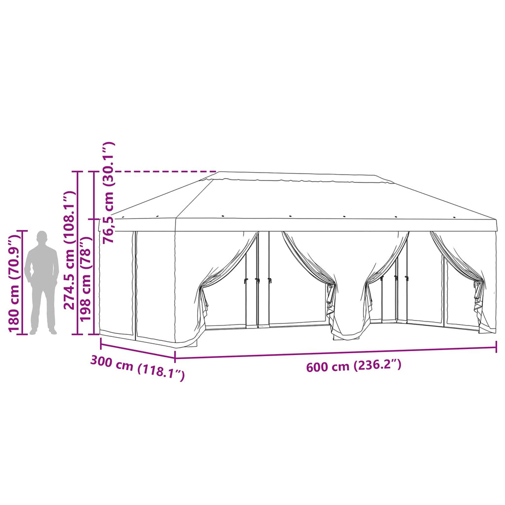 vidaXL Pokrywa daszku z ścianami bocznymi antracytowy 600,5 x 300,5 cm