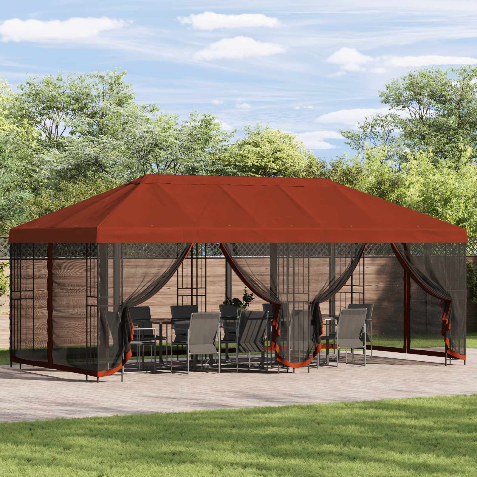 vidaXL Pokrywa daszku z ścianami bocznymi terakota 600,5 x 300,5 cm