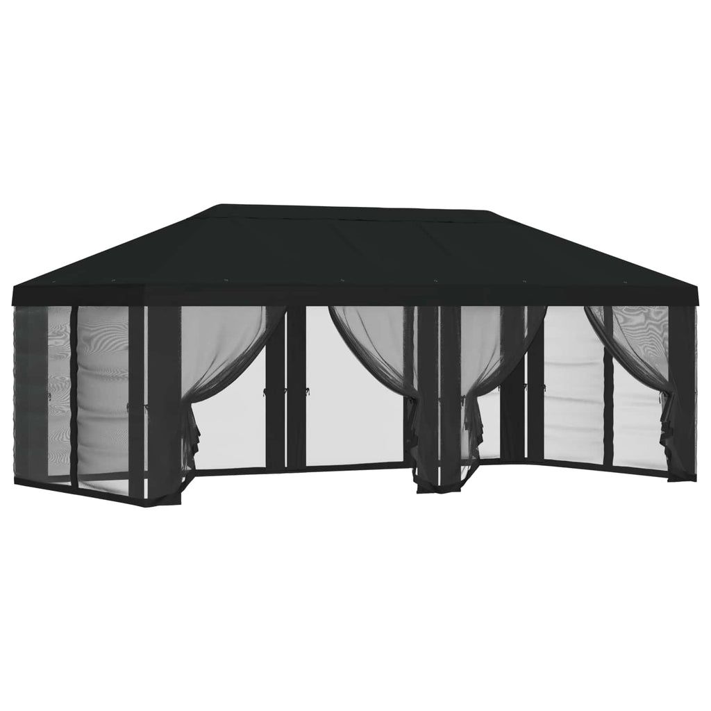 vidaXL Pokrywa daszku z ścianami bocznymi Czarny 600,5 x 300,5 cm