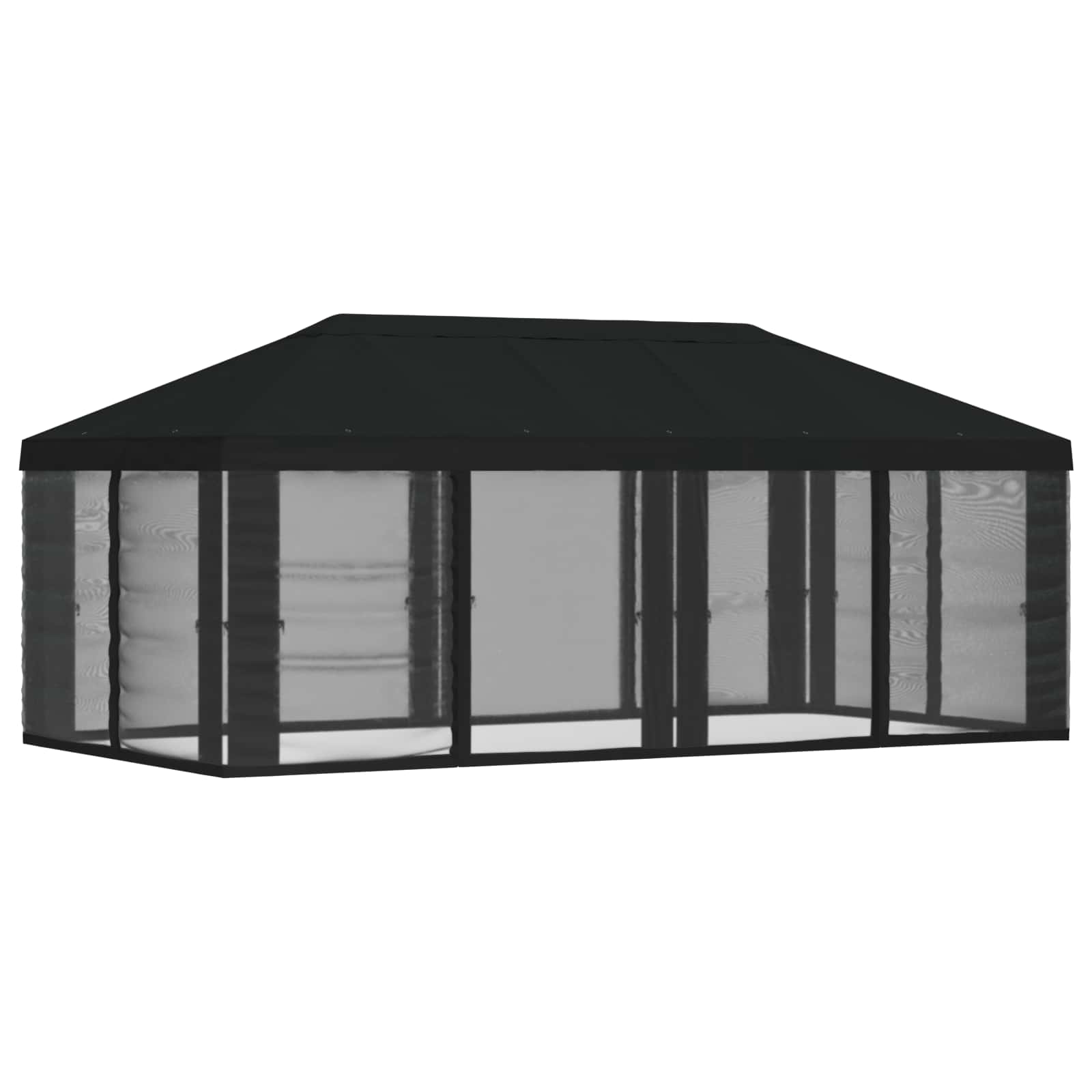 vidaXL Pokrywa daszku z ścianami bocznymi Czarny 600,5 x 300,5 cm