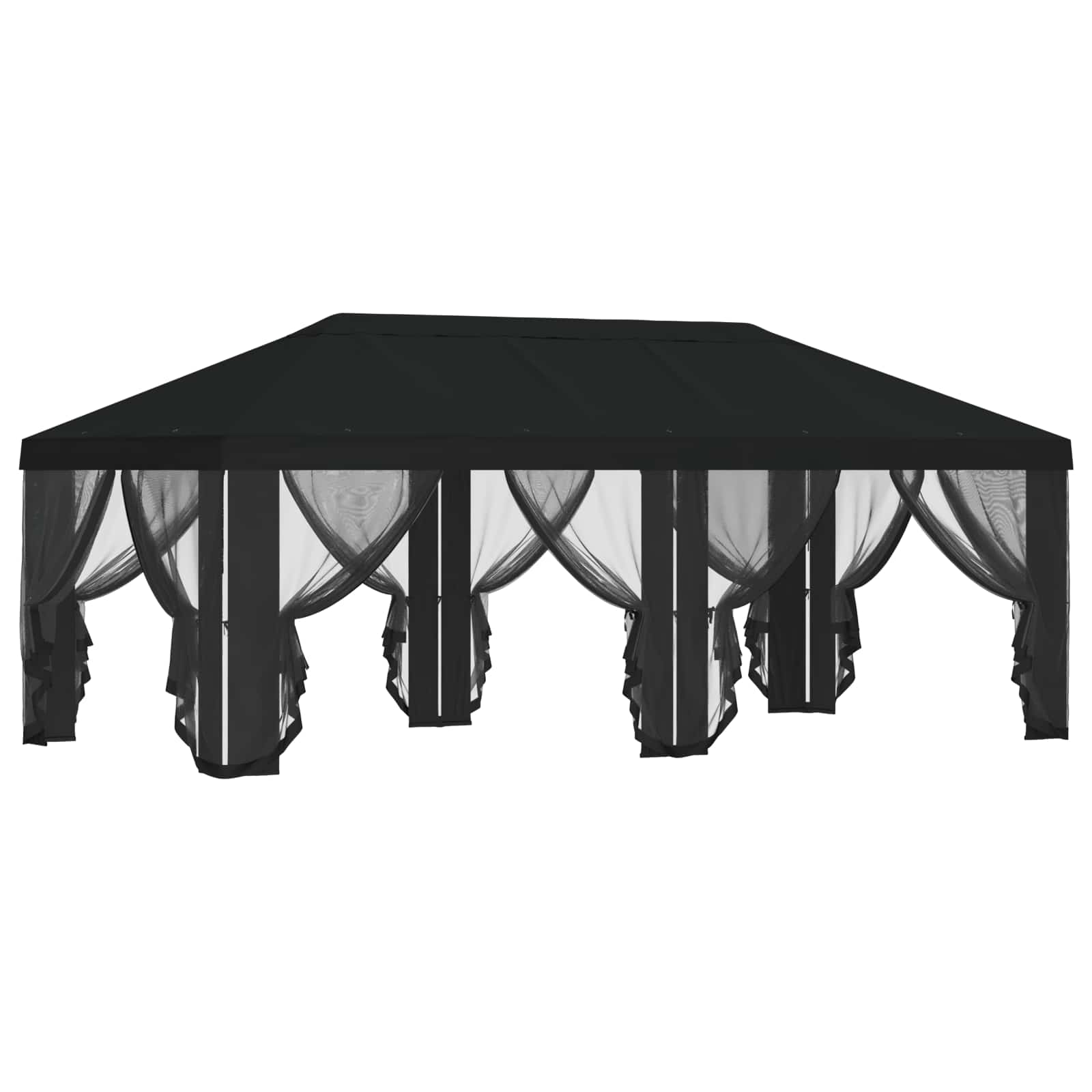vidaXL Pokrywa daszku z ścianami bocznymi Czarny 600,5 x 300,5 cm