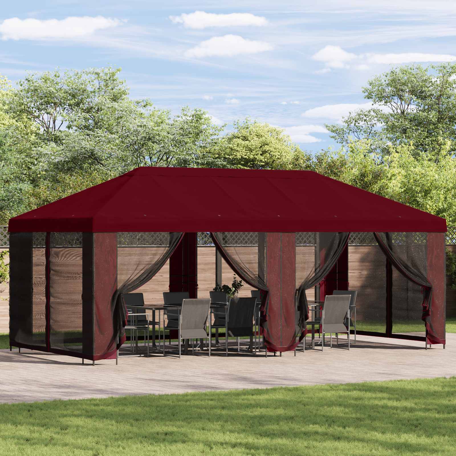 vidaXL Pokrywa daszku z ścianami bocznymi bordowy 600,5 x 300,5 cm
