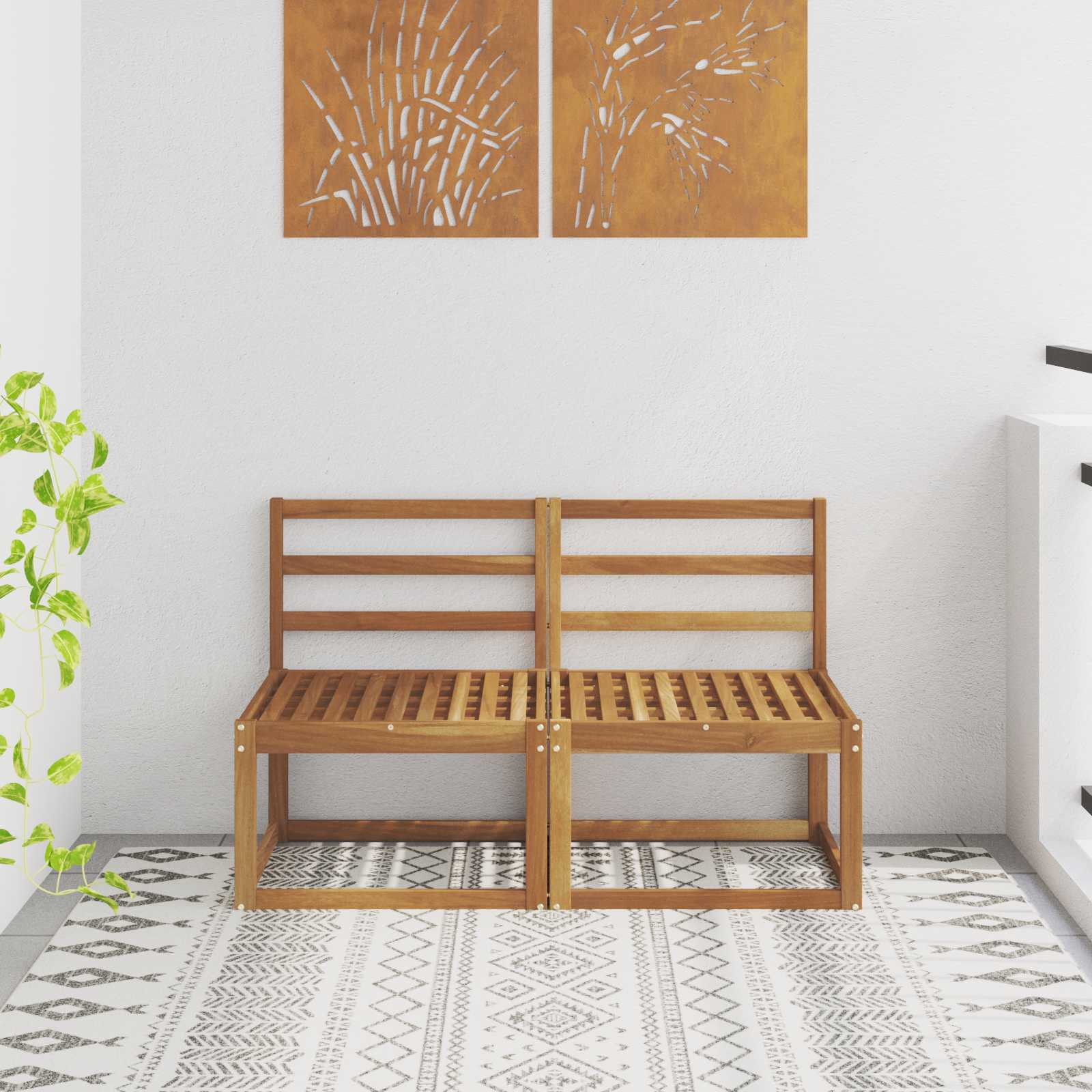 vidaXL 2 Sztuka Środkowa sofa ogrodowa Lite Drewno Akacji Naturalny