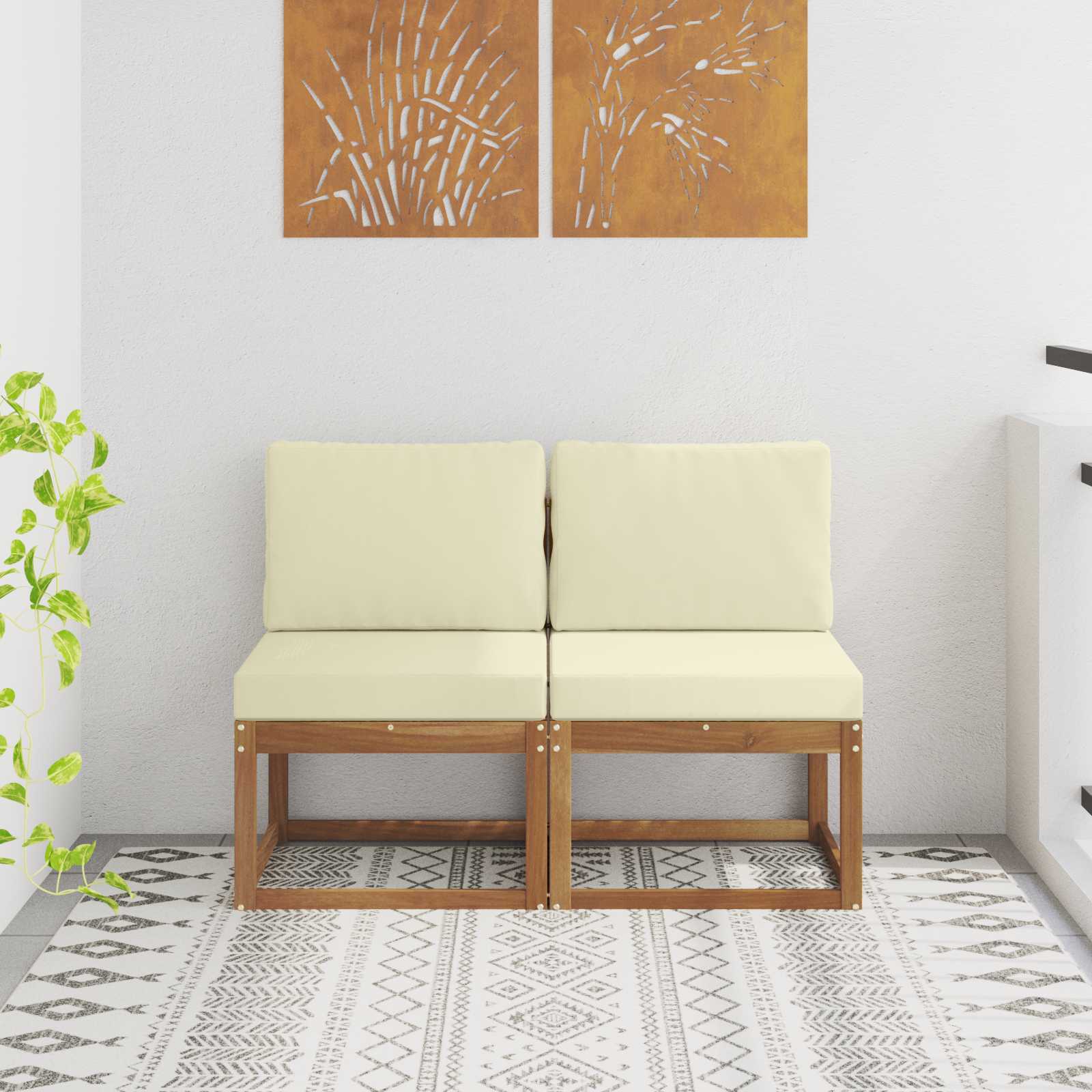 vidaXL 2 Sztuka Środkowa sofa ogrodowa Lite Drewno Akacji