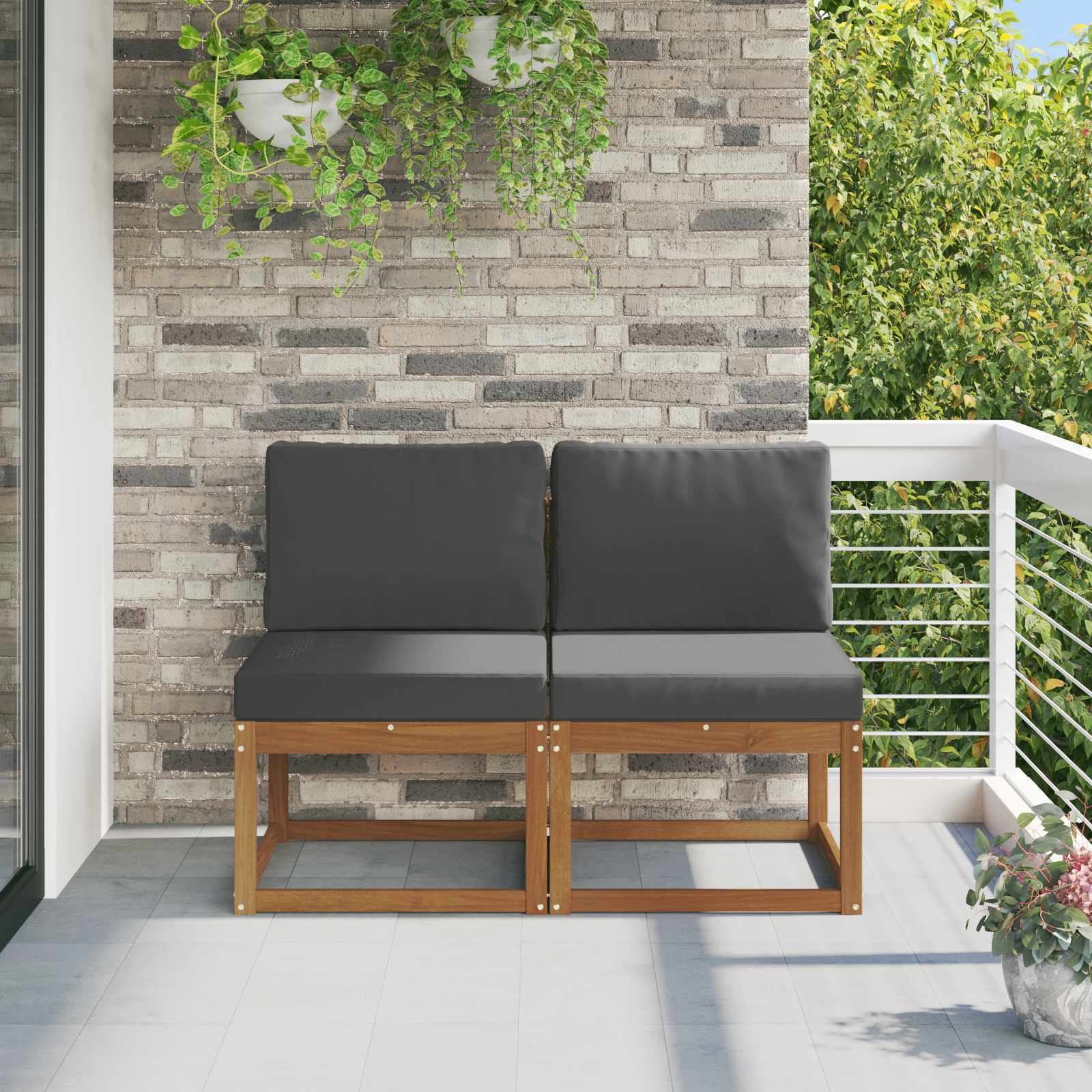 vidaXL 2 Sztuka Środkowa sofa ogrodowa Lite Drewno Akacji