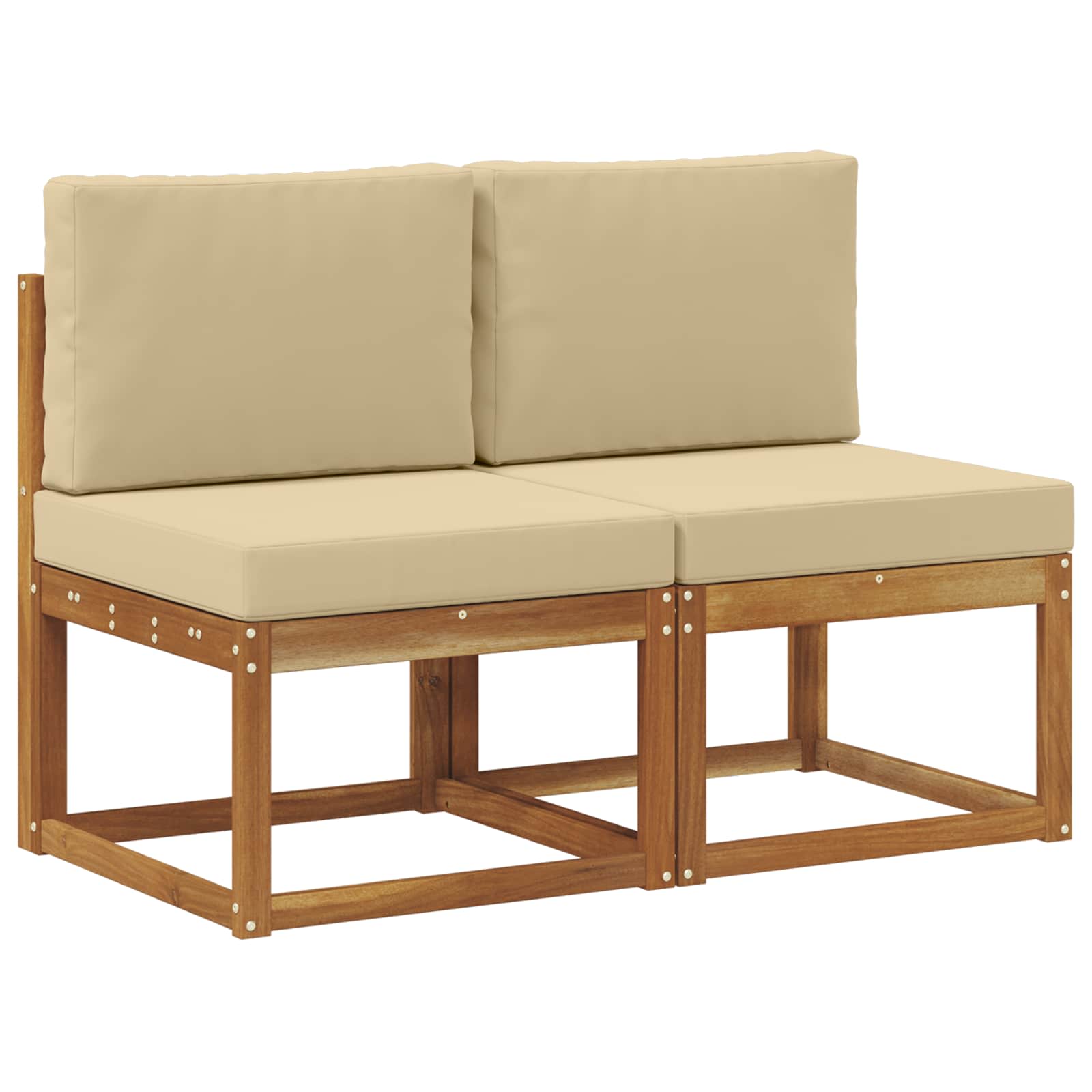 vidaXL 2 Sztuka Środkowa sofa ogrodowa Lite Drewno Akacji Naturalny