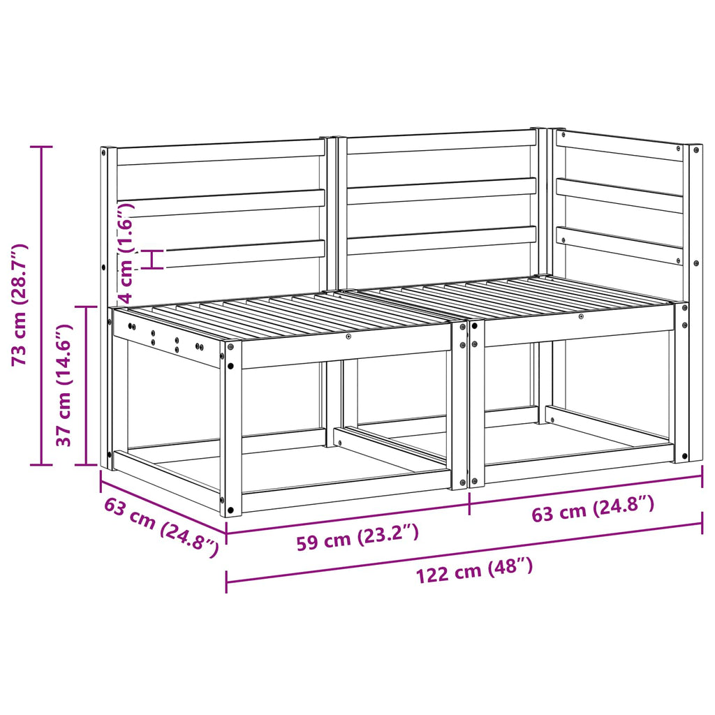 vidaXL Modułowa sofa na zewnątrz 2 Sztuka Naturalny Lite Drewno Akacji