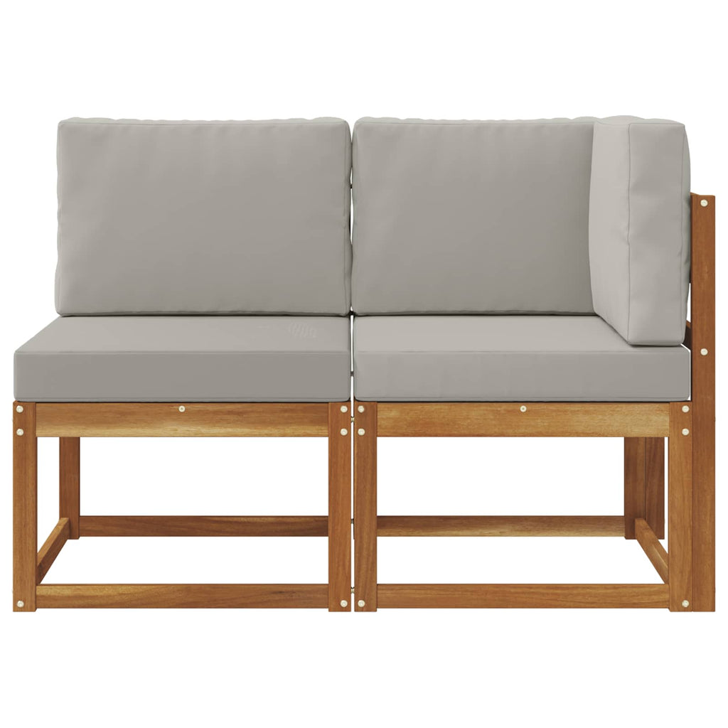vidaXL Modułowa sofa na zewnątrz 2 Sztuka Naturalny i Jasny Szary