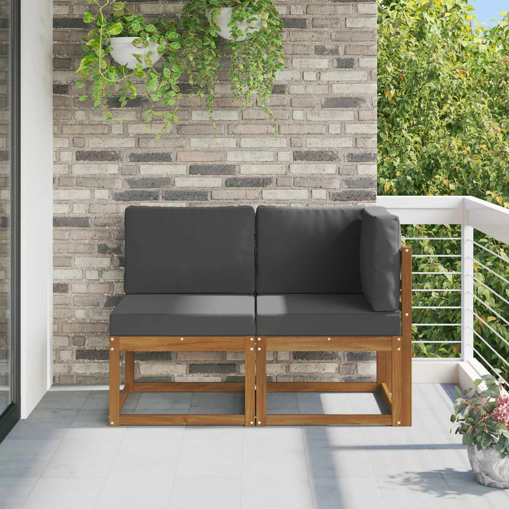 vidaXL Modułowa sofa na zewnątrz 2 Sztuka Naturalny i Antracytowy