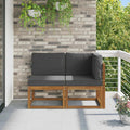 vidaXL Modułowa sofa na zewnątrz 2 Sztuka Naturalny i Antracytowy