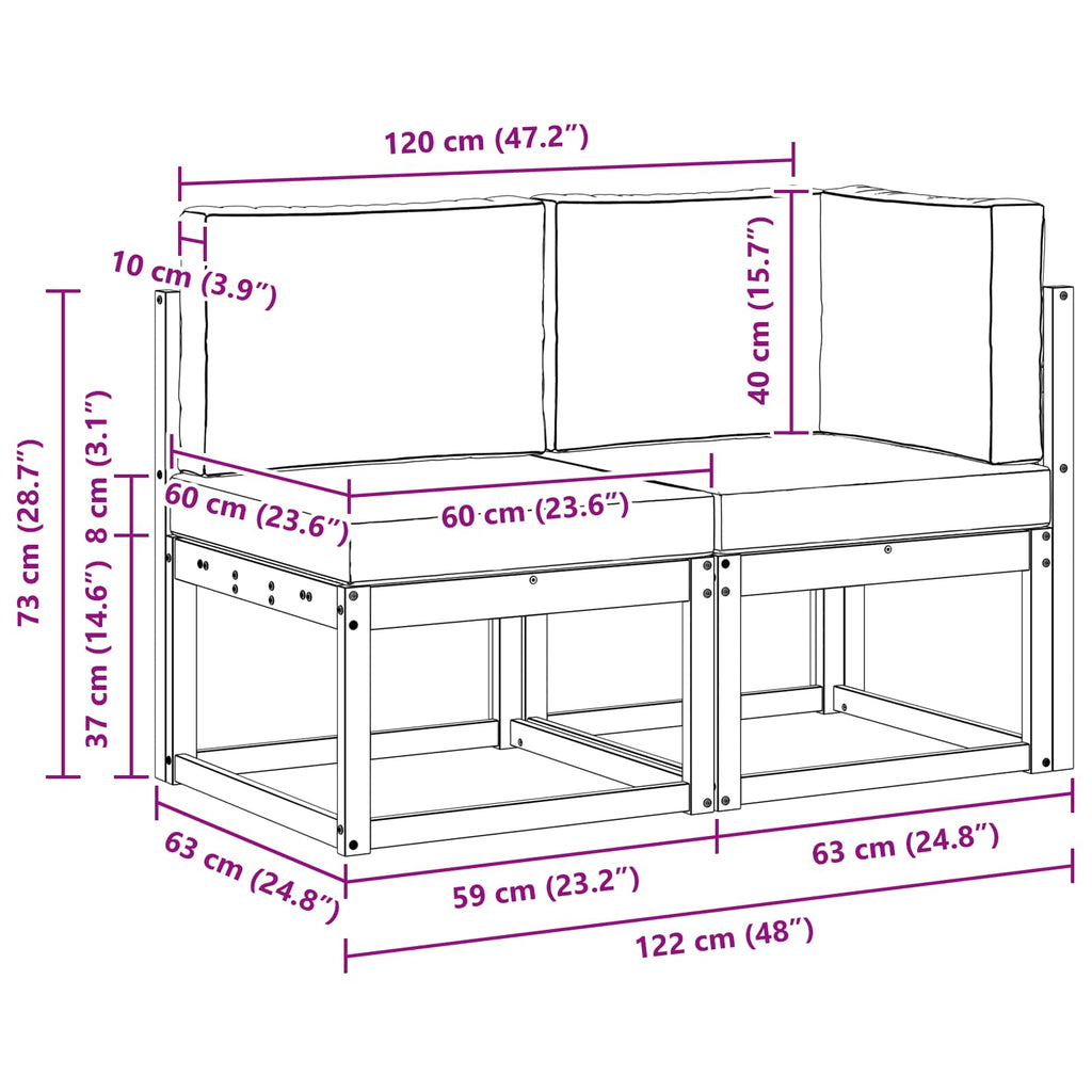 vidaXL Modułowa sofa na zewnątrz 2 Sztuka Naturalny i Antracytowy