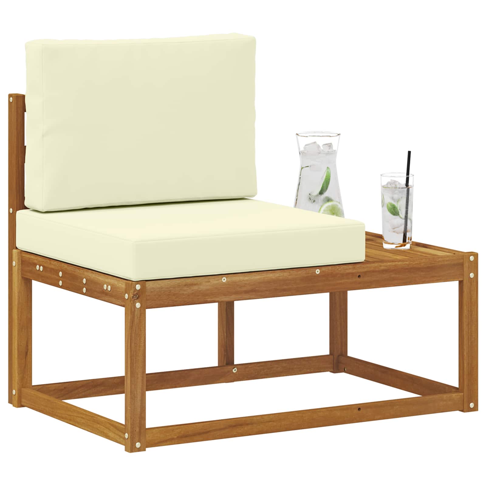 vidaXL Sofa końcowa na zewnątrz z poduszką Naturalny 91 x 63 x 73 cm