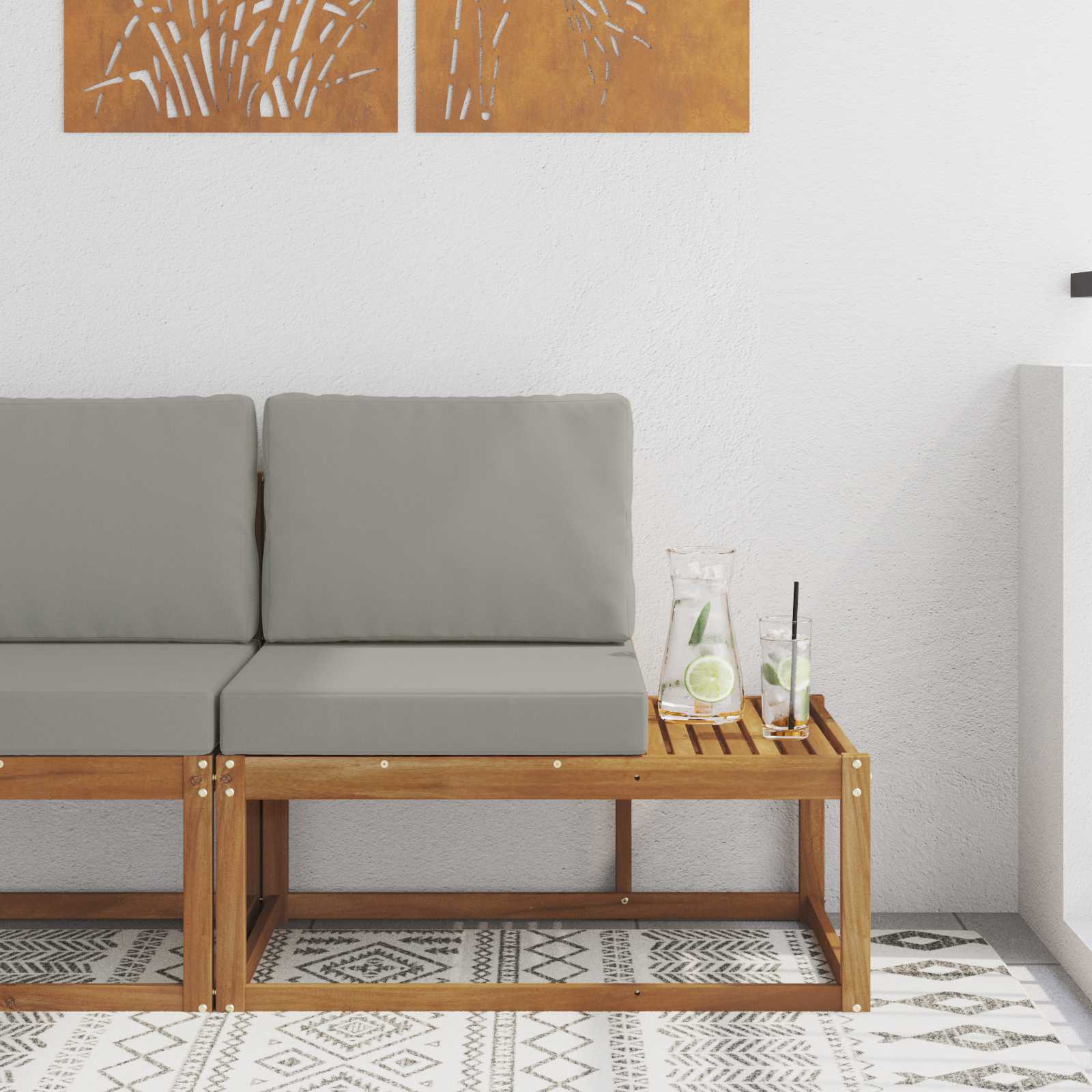 vidaXL Sofa końcowa na zewnątrz z poduszką Naturalny 91 x 63 x 73 cm