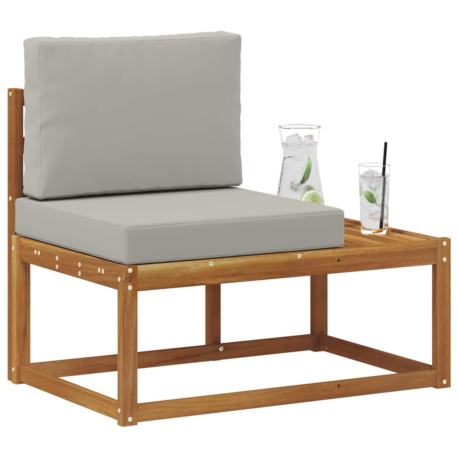 vidaXL Sofa końcowa na zewnątrz z poduszką Naturalny 91 x 63 x 73 cm