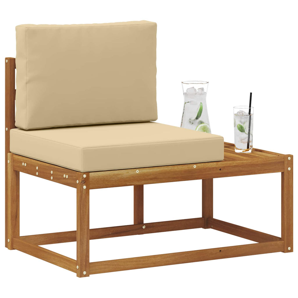 vidaXL Sofa końcowa na zewnątrz z poduszką Naturalny 91 x 63 x 73 cm