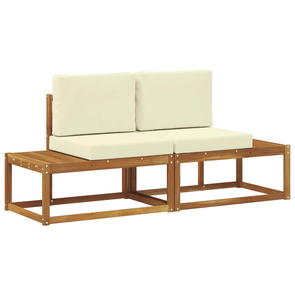 vidaXL Sofa końcowa na zewnątrz 2 Sztuka Naturalny i Kremowy