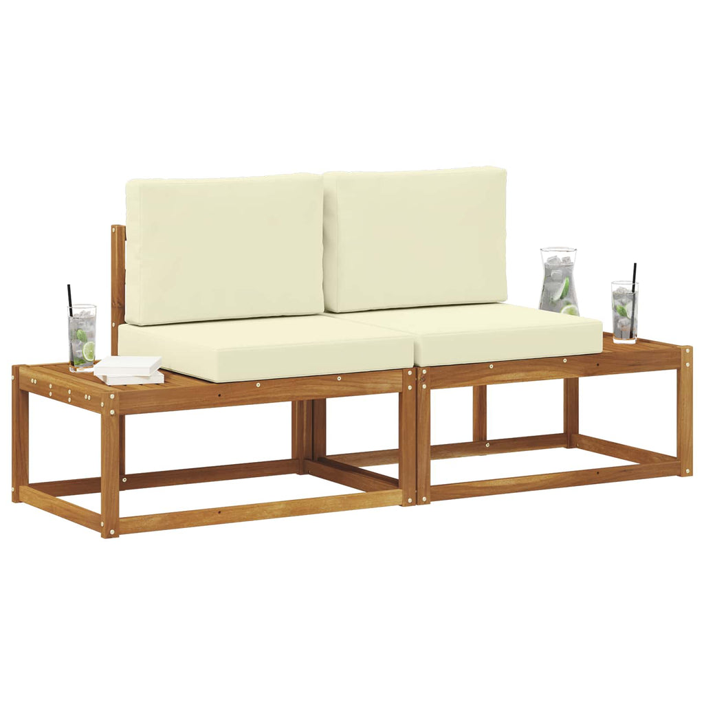vidaXL Sofa końcowa na zewnątrz 2 Sztuka Naturalny i Kremowy