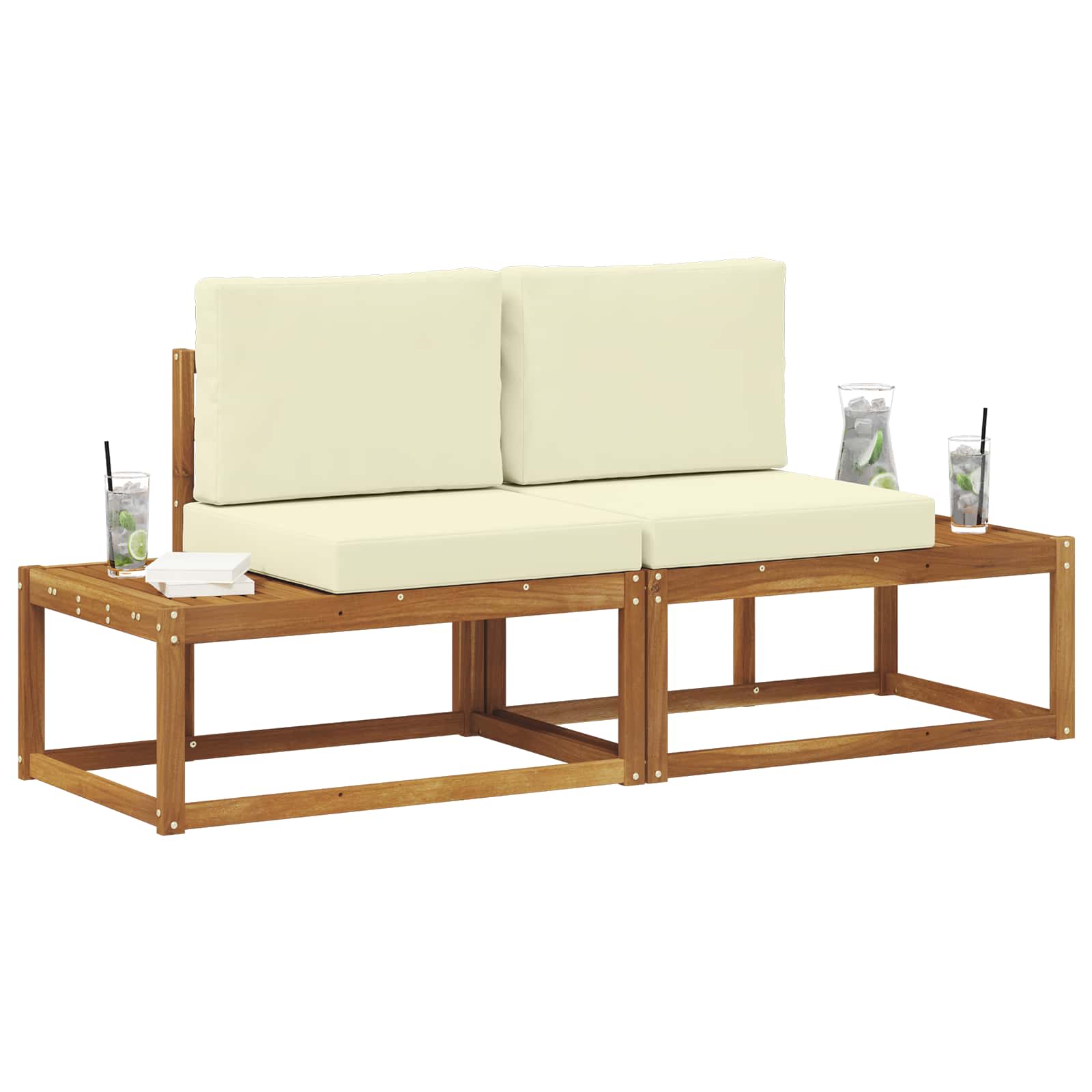 vidaXL Sofa końcowa na zewnątrz 2 Sztuka Naturalny i Kremowy