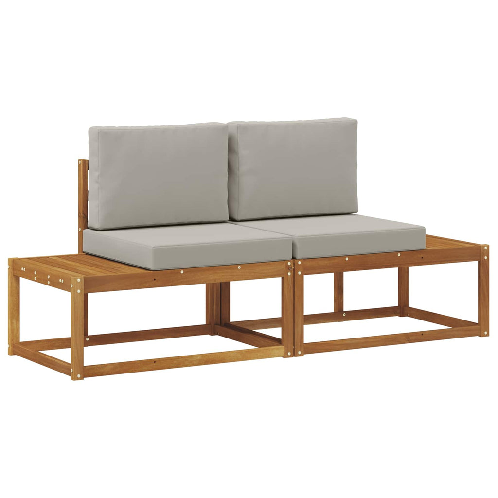 vidaXL Sofa końcowa na zewnątrz 2 Sztuka Naturalny i Jasny Szary