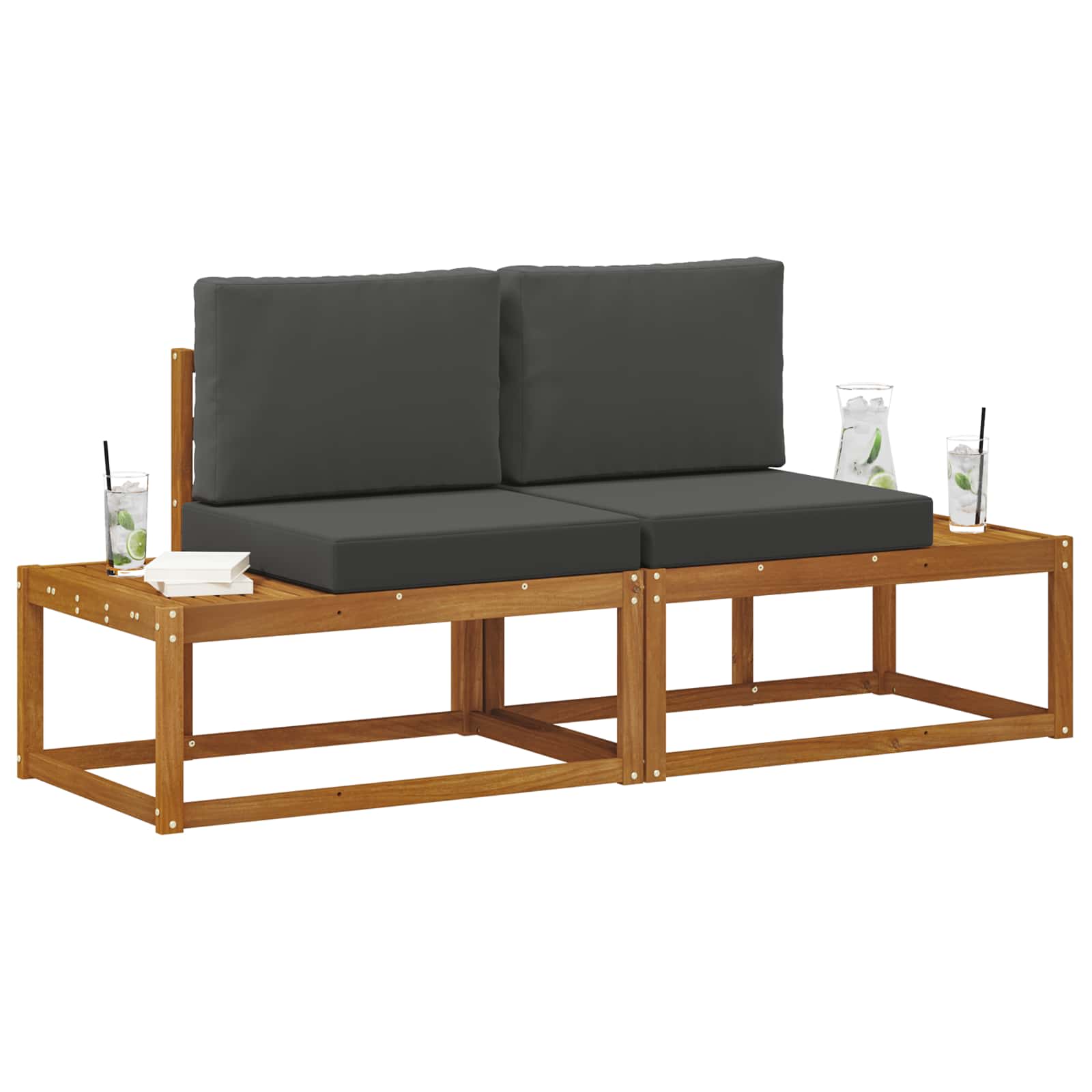 vidaXL Sofa końcowa na zewnątrz 2 Sztuka Naturalny i Antracytowy