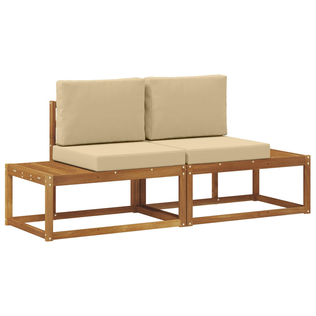 vidaXL Sofa końcowa na zewnątrz z poduszką 2 Sztuka Naturalny i Beżowy