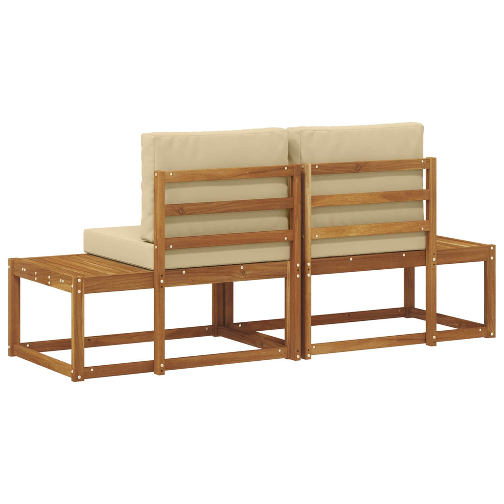 vidaXL Sofa końcowa na zewnątrz z poduszką 2 Sztuka Naturalny i Beżowy