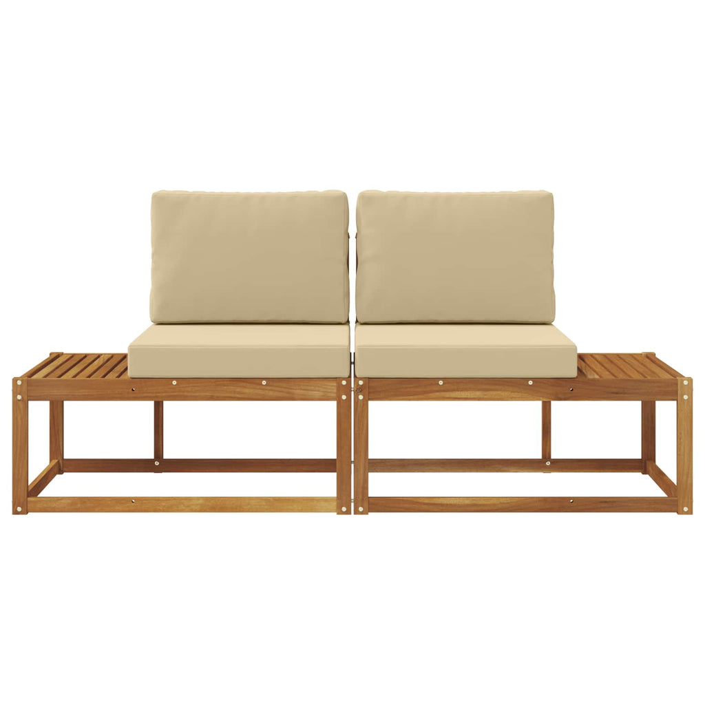 vidaXL Sofa końcowa na zewnątrz z poduszką 2 Sztuka Naturalny i Beżowy