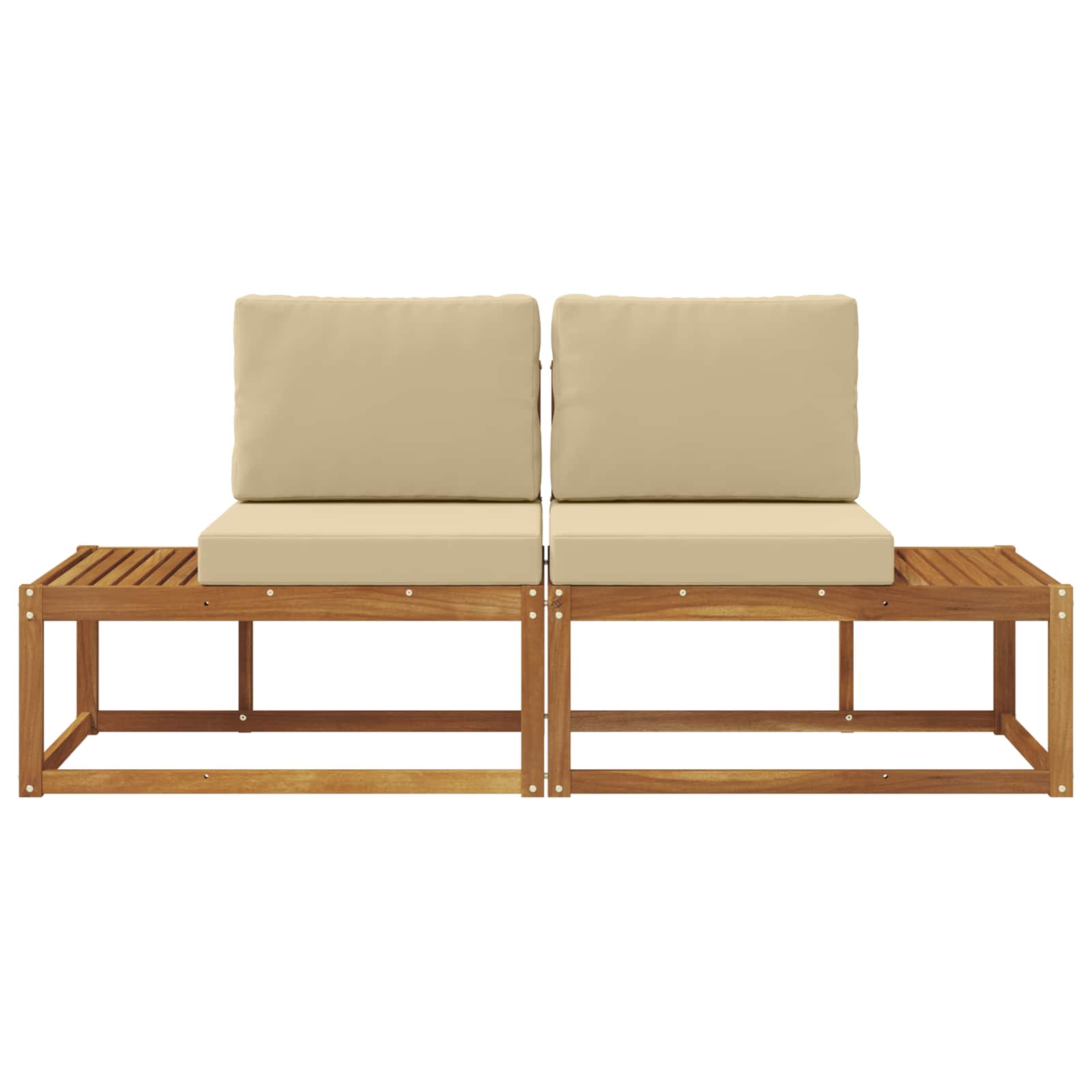 vidaXL Sofa końcowa na zewnątrz z poduszką 2 Sztuka Naturalny i Beżowy