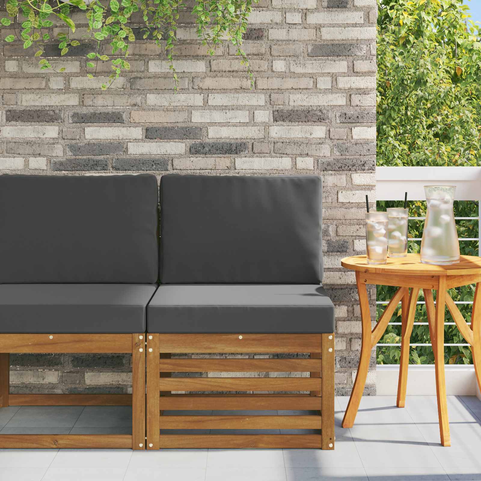 vidaXL Środkowa sofa ogrodowa Lite Drewno Akacji Naturalny