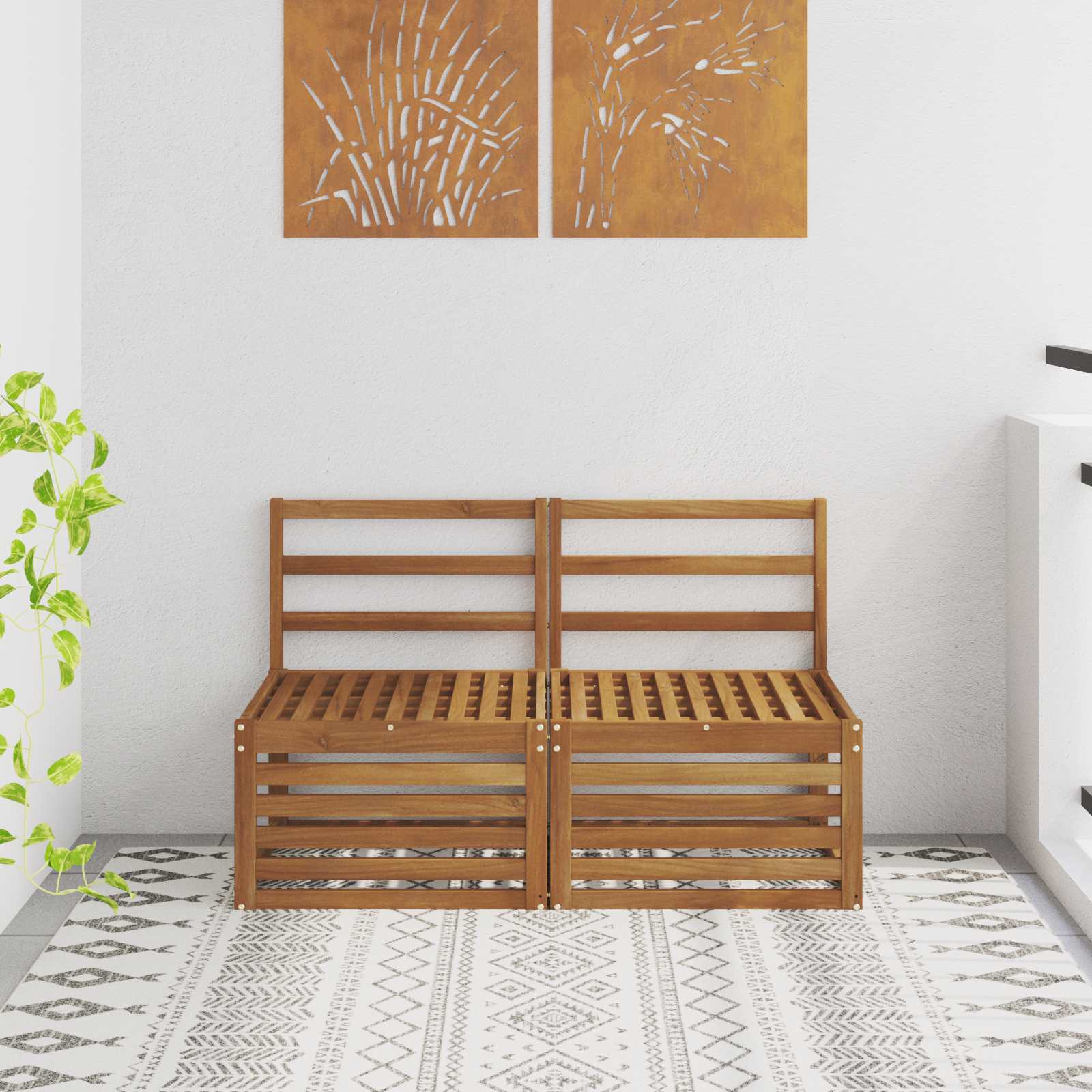 vidaXL 2 Sztuka Środkowa sofa ogrodowa Lite Drewno Akacji Naturalny