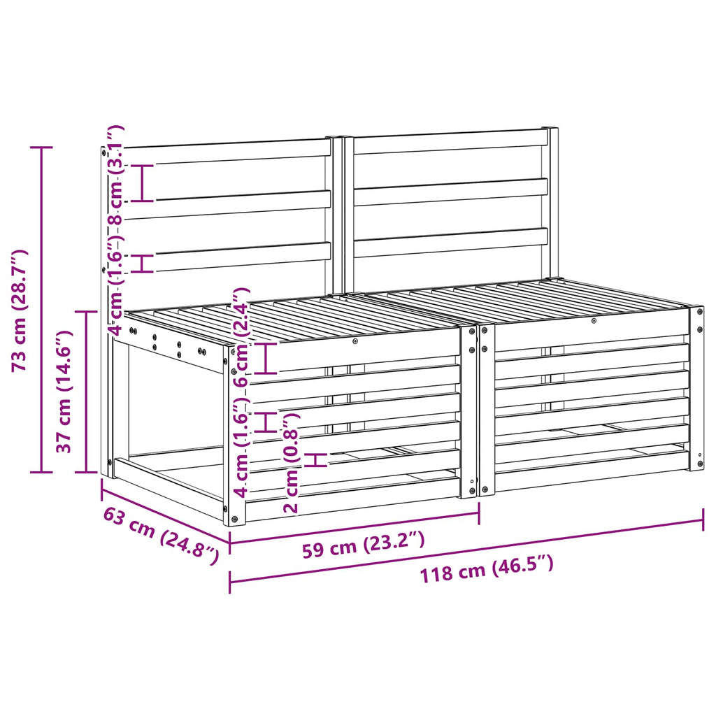 vidaXL 2 Sztuka Środkowa sofa ogrodowa Lite Drewno Akacji Naturalny