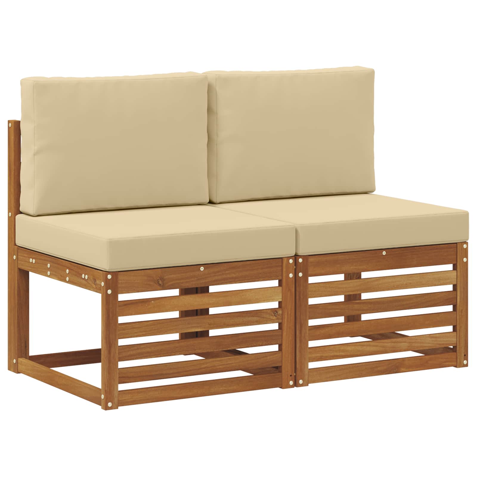 vidaXL 2 Sztuka Środkowa sofa ogrodowa Lite Drewno Akacji Naturalny