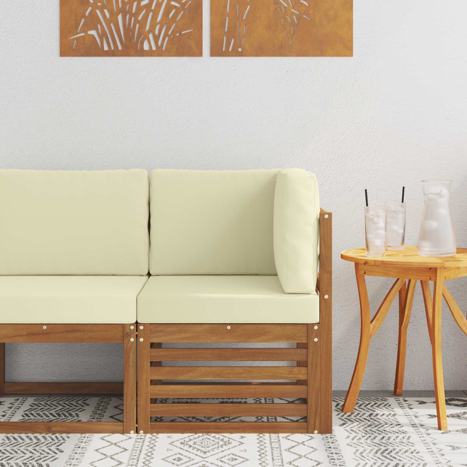 vidaXL Sofa narożna na zewnątrz Lite Drewno Akacji Naturalny