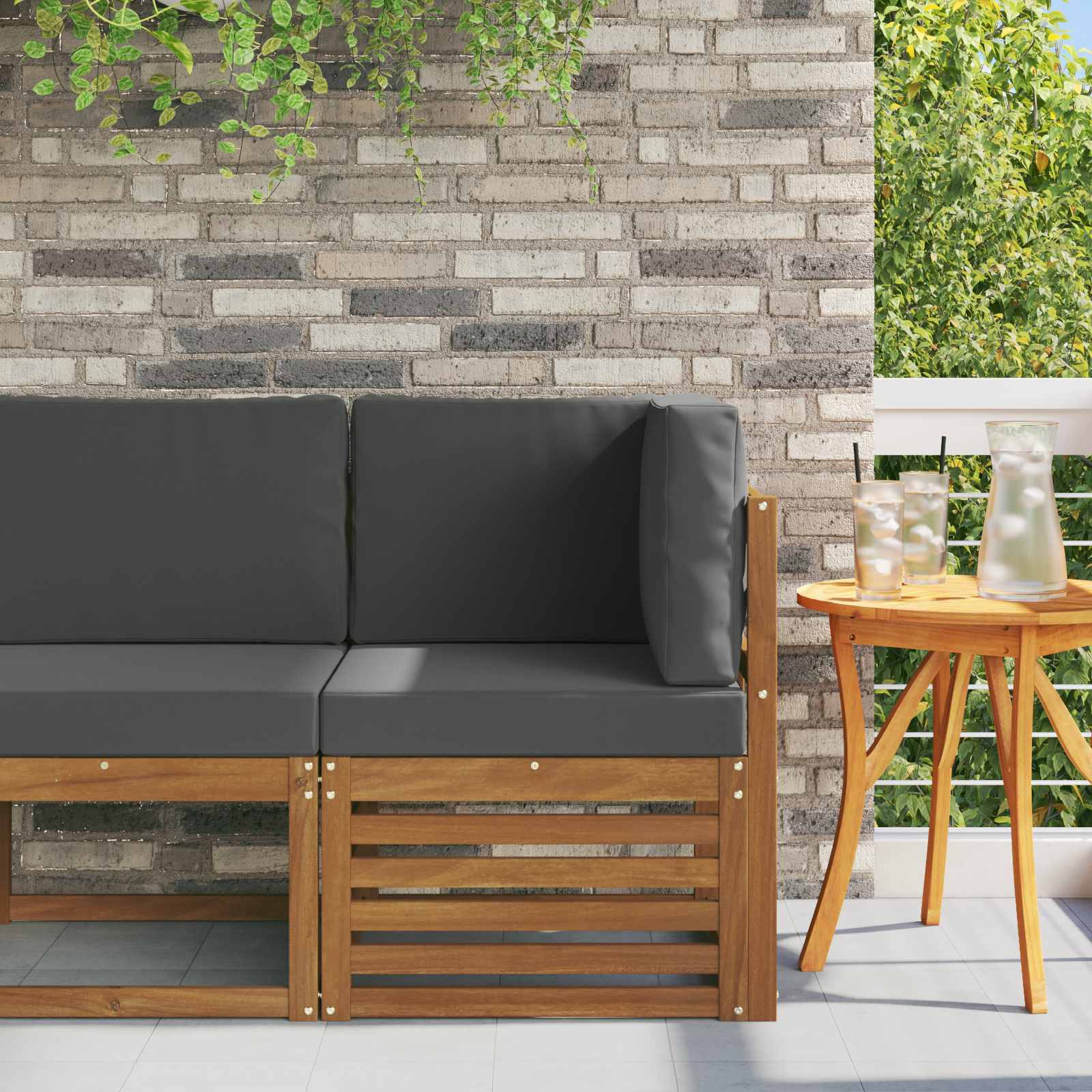 vidaXL Sofa narożna na zewnątrz Lite Drewno Akacji Naturalny
