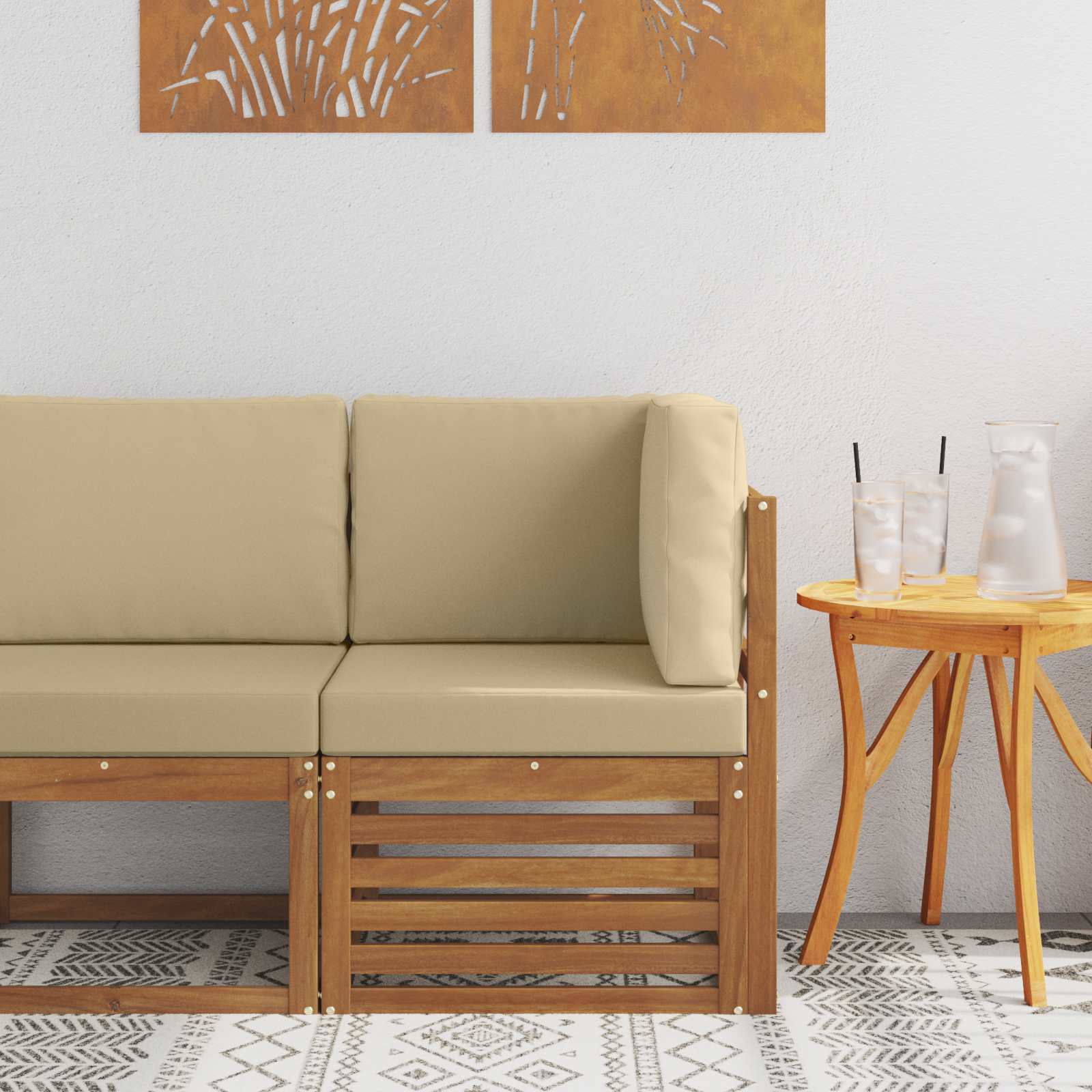 vidaXL Sofa narożna na zewnątrz Lite Drewno Akacji Naturalny
