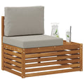 vidaXL Sofa końcowa na zewnątrz z poduszką Naturalny 91 x 63 x 73 cm