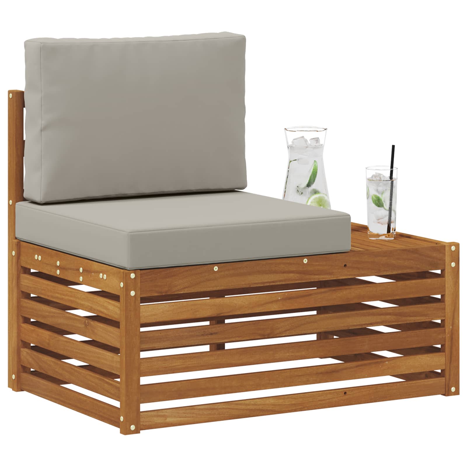 vidaXL Sofa końcowa na zewnątrz z poduszką Naturalny 91 x 63 x 73 cm