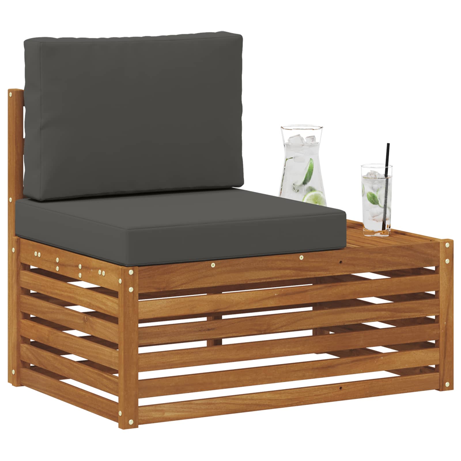vidaXL Sofa końcowa na zewnątrz z poduszką Naturalny 91 x 63 x 73 cm