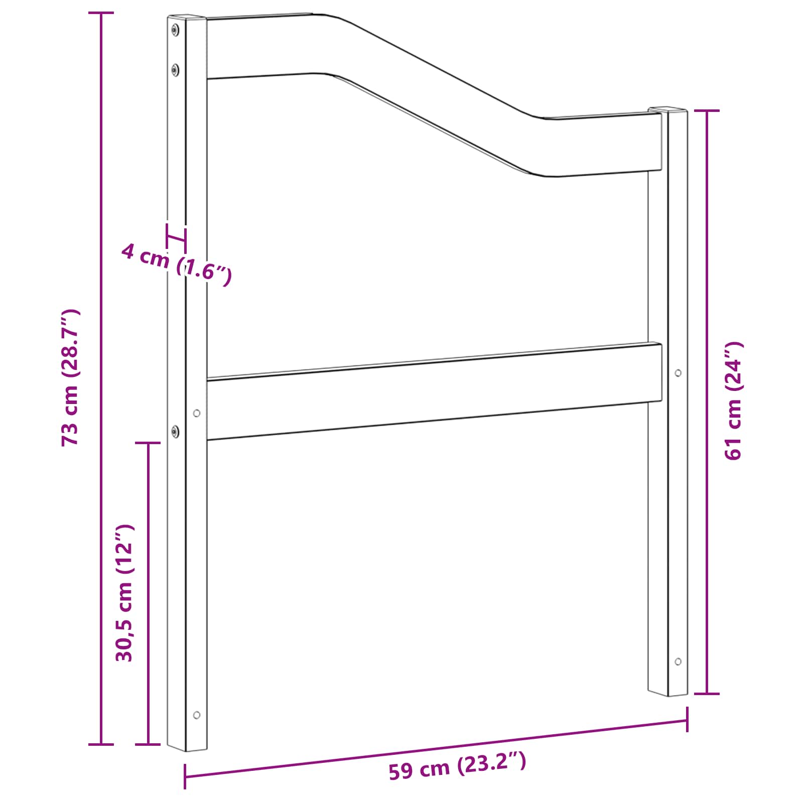 vidaXL Podłokietnik 2 pcs naturalny 59 x 4 x 73 cm Lite Drewno Akacji