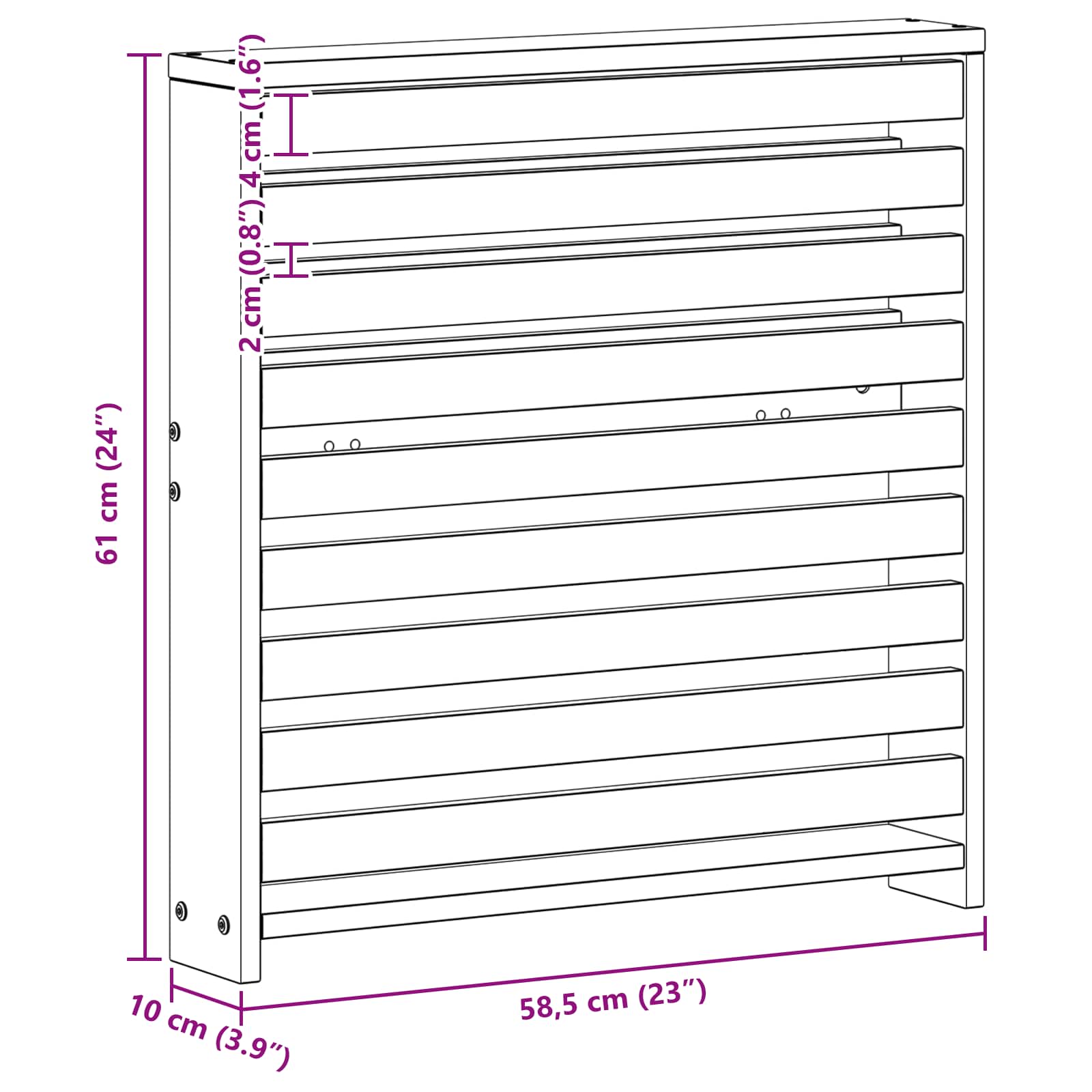 vidaXL Podłokietniki 2 pcs Brązowy 58,5 x 10 x 61 cm