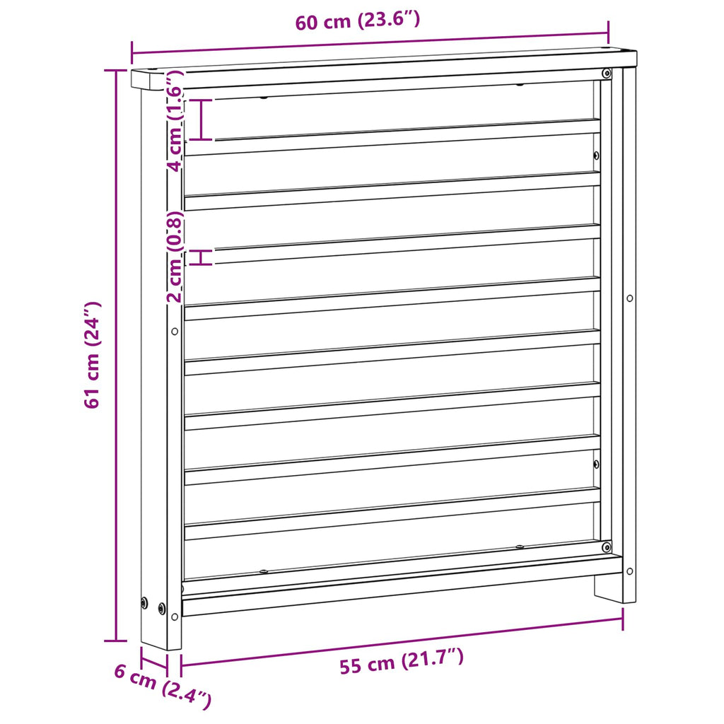 vidaXL Podłokietnik 2 pcs naturalny 60 x 6 x 61 cm Lite Drewno Akacji