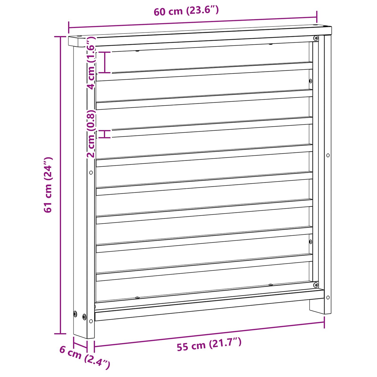 vidaXL Podłokietnik 2 pcs naturalny 60 x 6 x 61 cm Lite Drewno Akacji