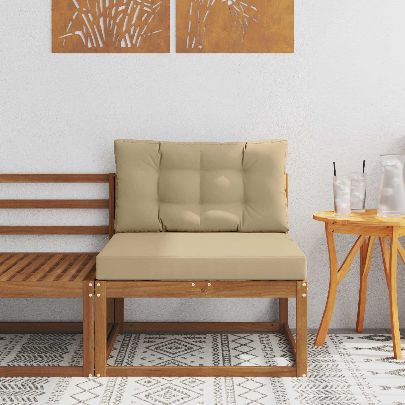 vidaXL Środkowa sofa ogrodowa Naturalny