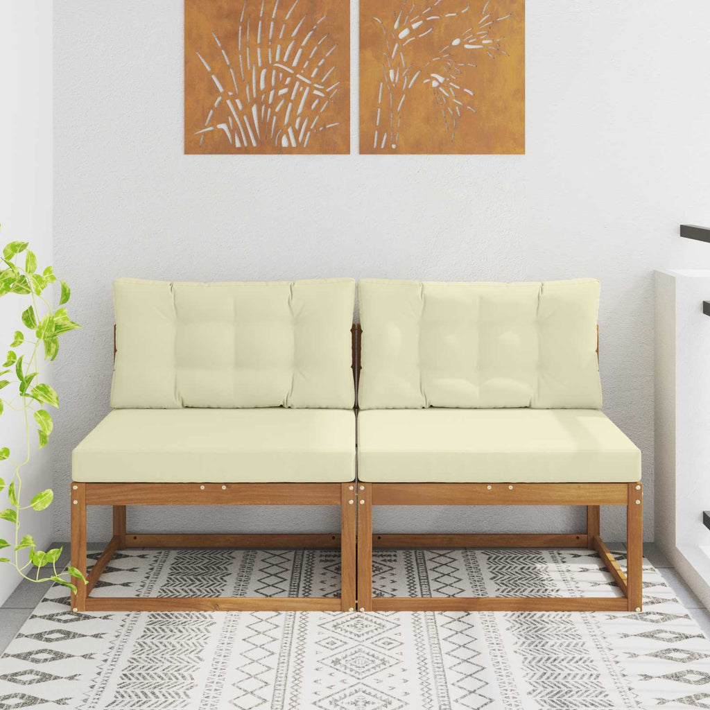vidaXL Środkowa sofa ogrodowa z poduszką 2 Sztuka Naturalny