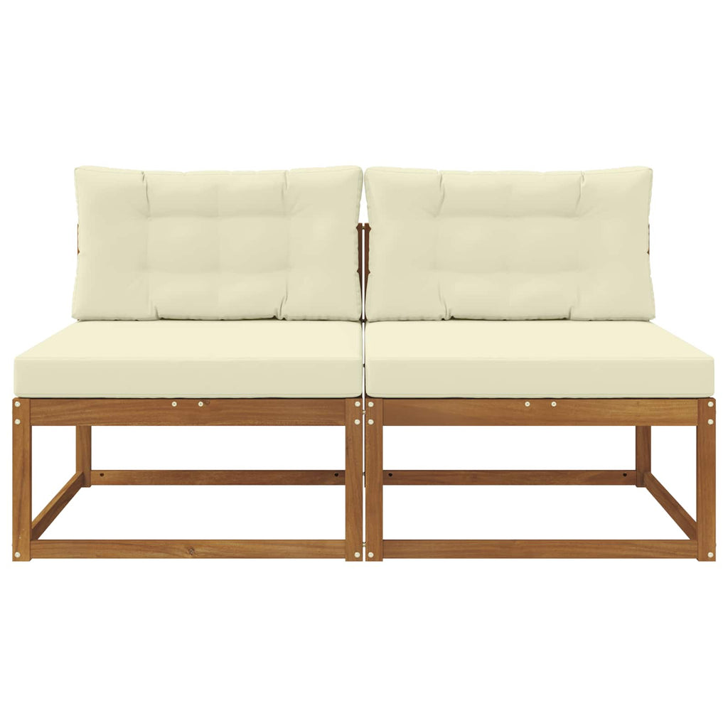 vidaXL Środkowa sofa ogrodowa z poduszką 2 Sztuka Naturalny