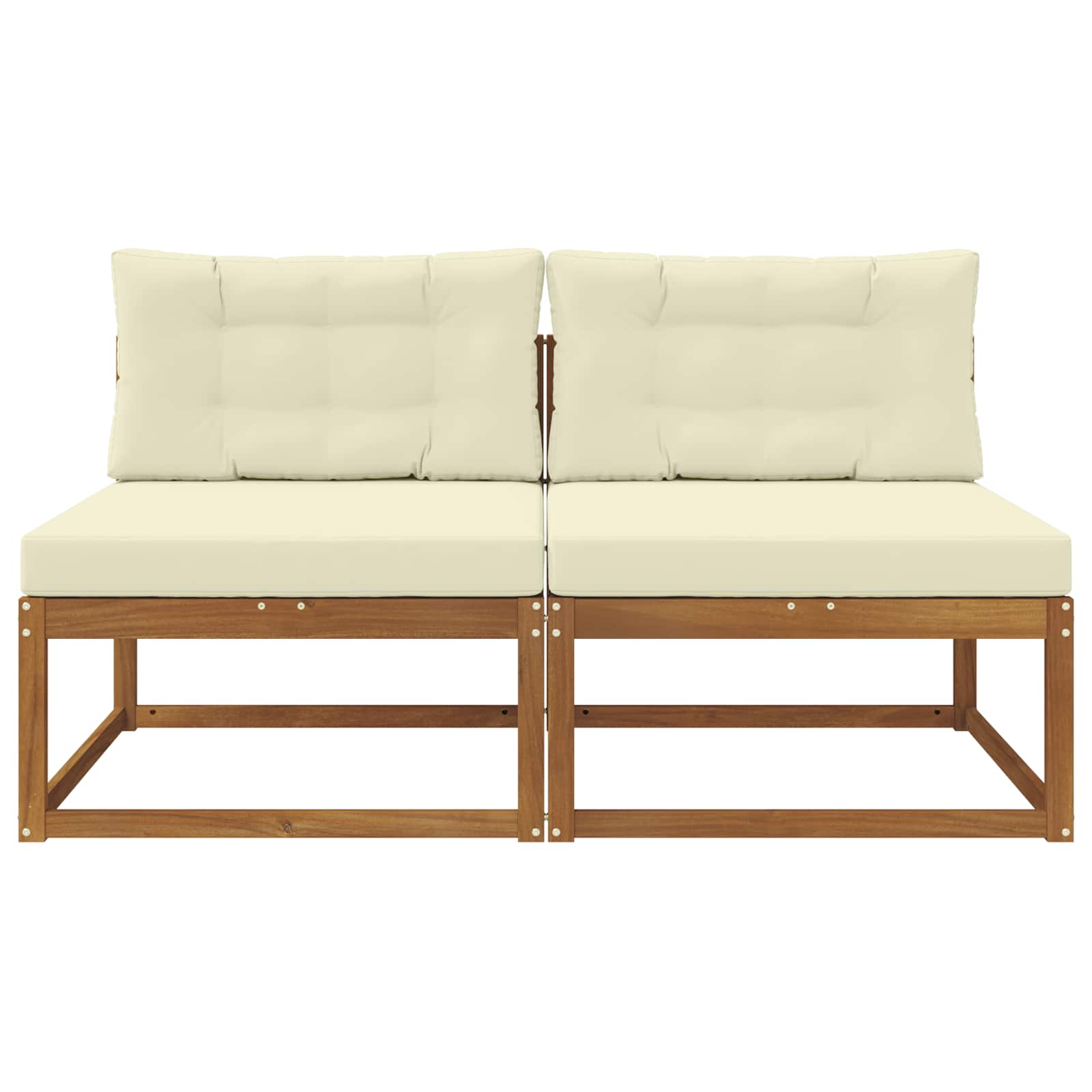 vidaXL Środkowa sofa ogrodowa z poduszką 2 Sztuka Naturalny