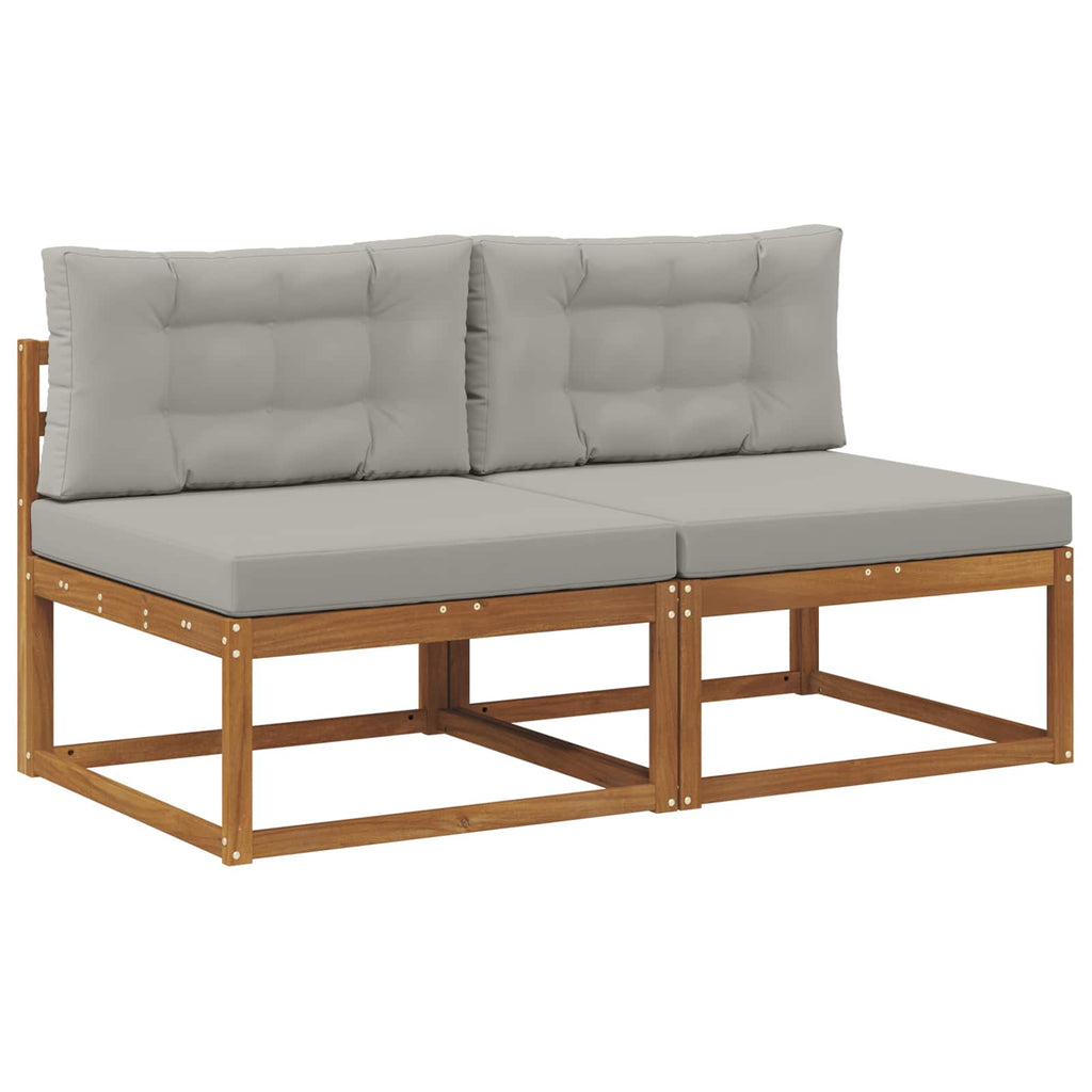 vidaXL Środkowa sofa ogrodowa z poduszką 2 Sztuka Naturalny