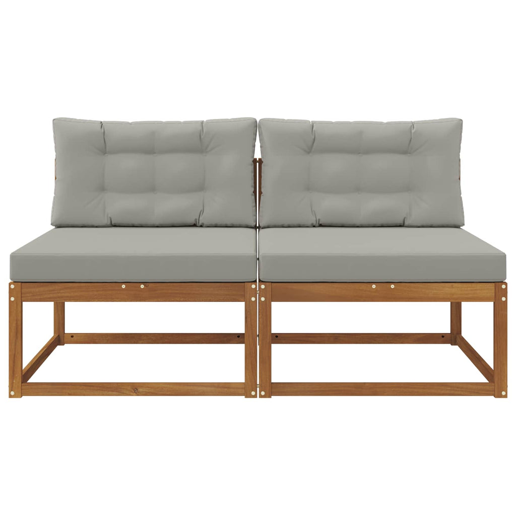 vidaXL Środkowa sofa ogrodowa z poduszką 2 Sztuka Naturalny