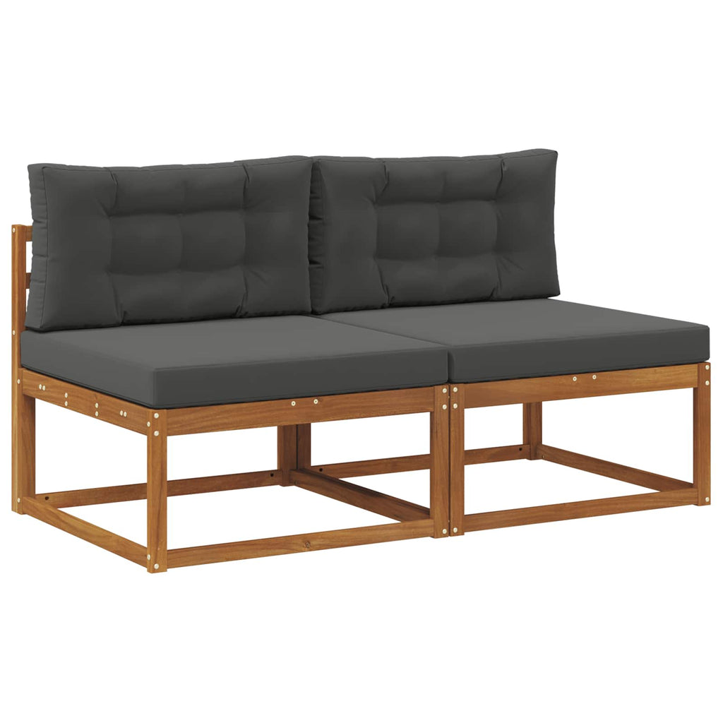 vidaXL Środkowa sofa ogrodowa z poduszką 2 Sztuka Naturalny